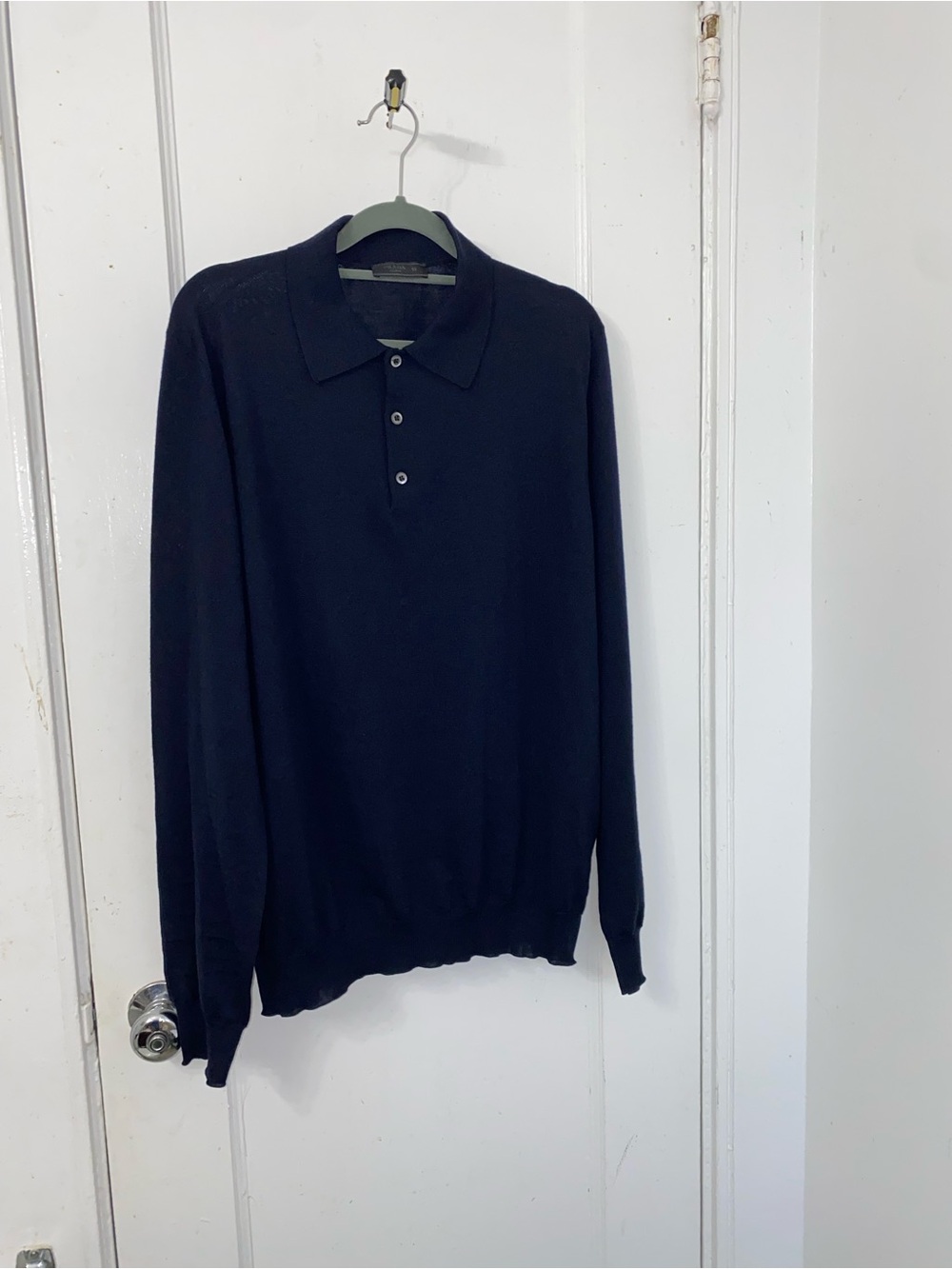 Classic Long Sleeve Polo Sweater - Navy